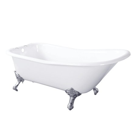 AQUA EDEN Clawfoot Bathtubs, 66.56 L, 29.5 W, White/Polished Chrome, Cast Iron VCT7D6630NF1